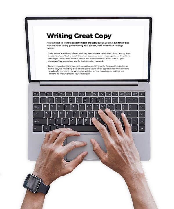 A man copywriting on a laptop